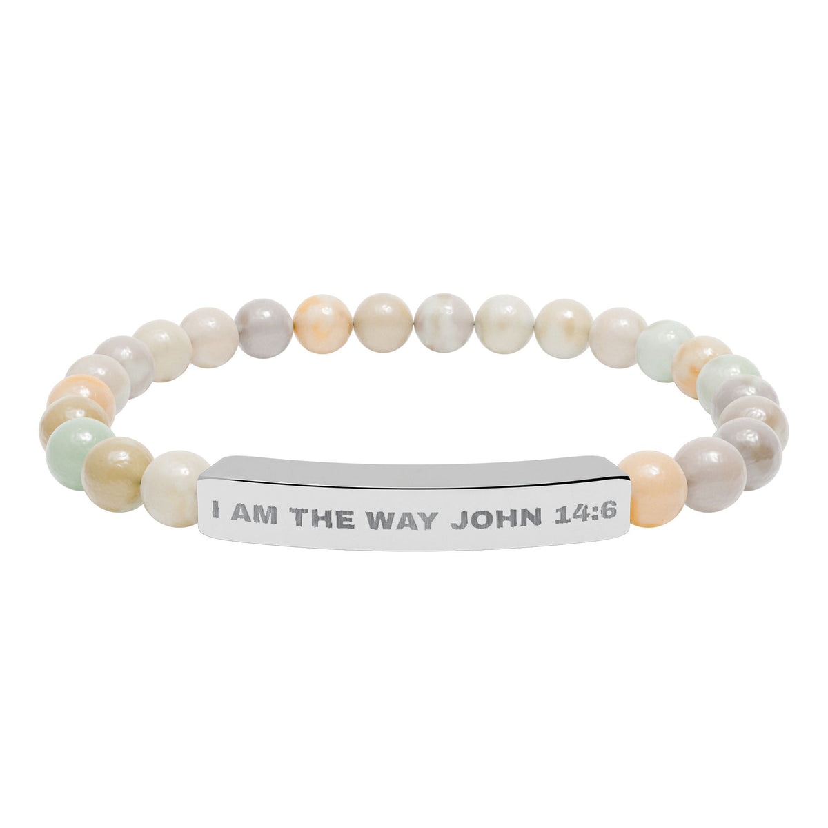 I AM THE WAY-Engravable Natural Stone Stretch Bar Bracelet - Personalized Scripture/Message