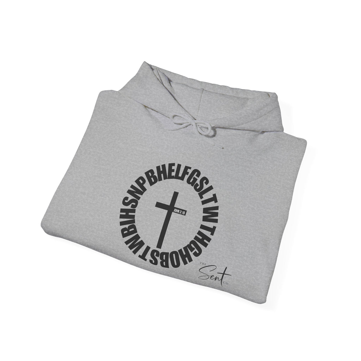 John 3:16 Cross Circle Hoodie — Faith Script Religious Pullover