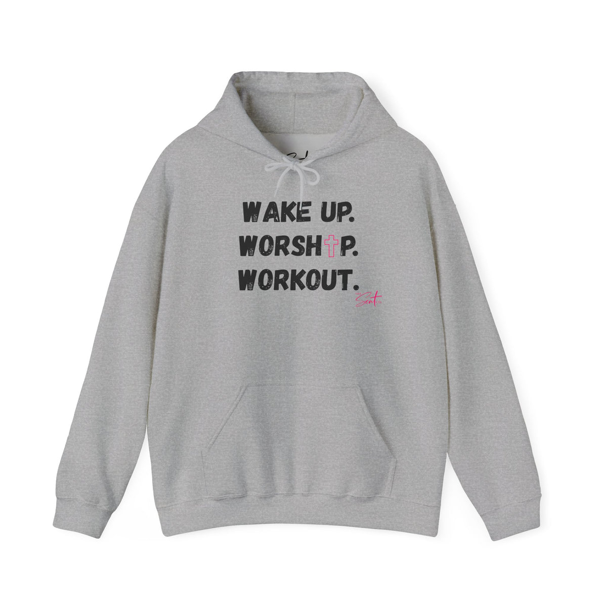 Wake Up. Worship. Workout. Hoodie — Faith & Fitness Motivational Pullover
