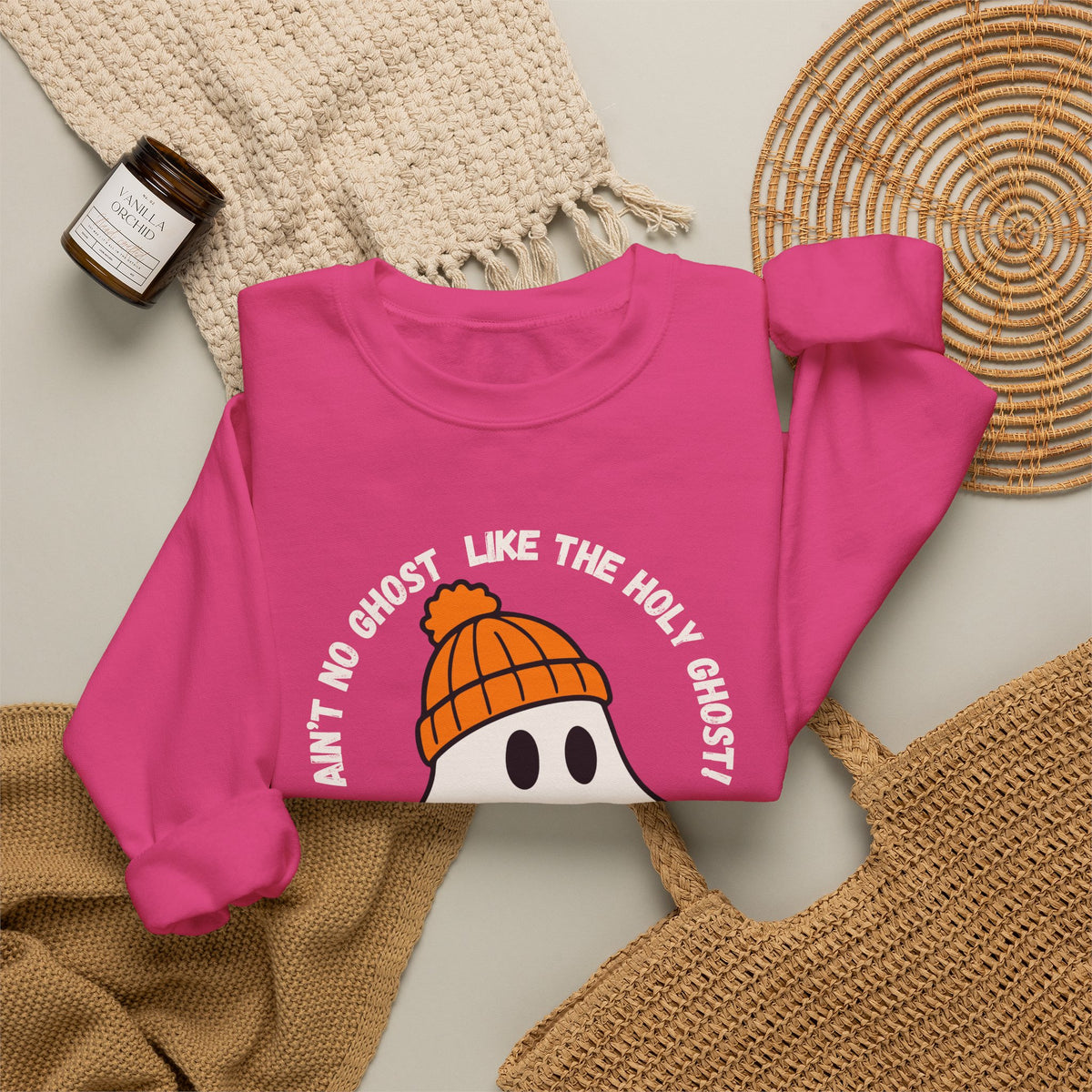 Ghost Skateboarder Sweatshirt — "Ain't No Ghost Like The Holy Ghost" Cozy Crewneck