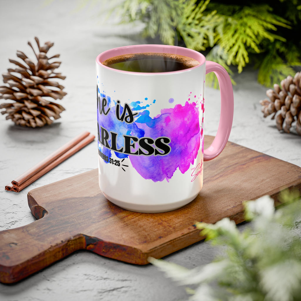 She Is Fearless Proverbs 31:25 Inspirational Christian Mug