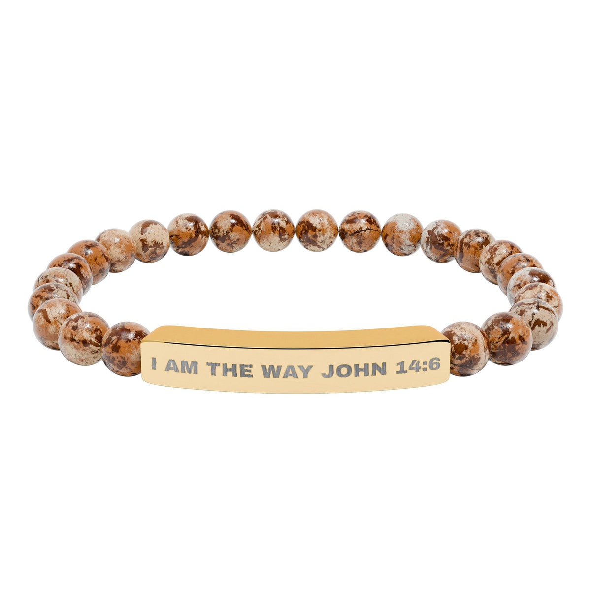 I AM THE WAY-Engravable Natural Stone Stretch Bar Bracelet - Personalized Scripture/Message