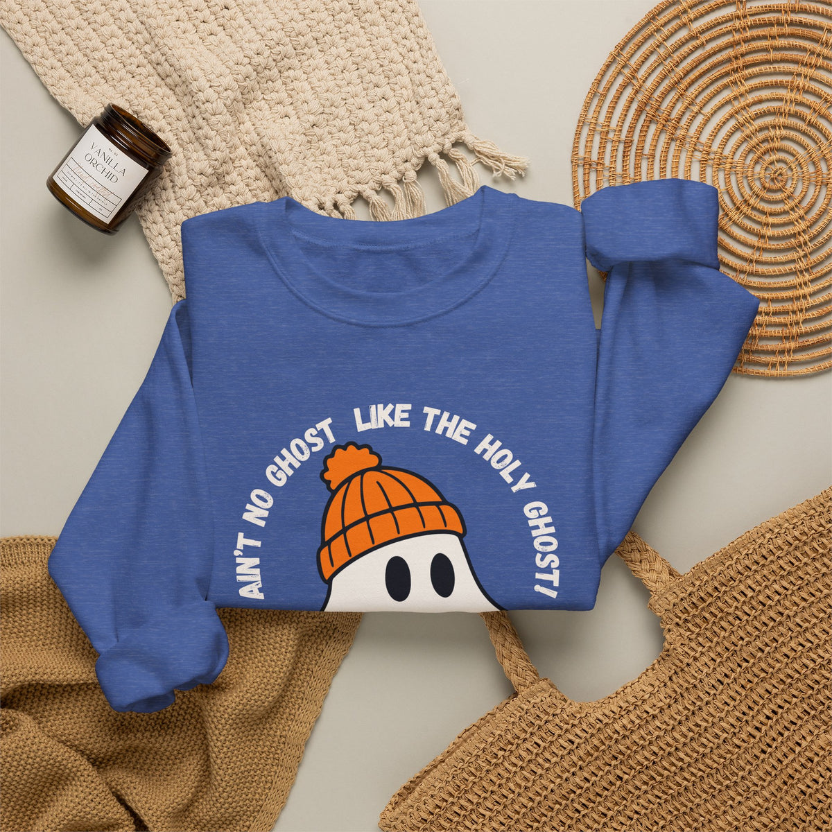 Ghost Skateboarder Sweatshirt — "Ain't No Ghost Like The Holy Ghost" Cozy Crewneck