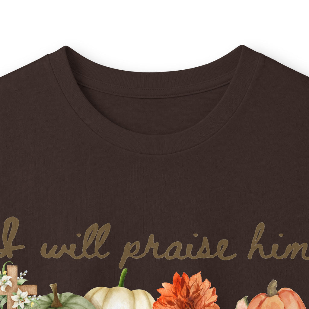 Praise Him in Every Season Long Sleeve Tee — Fall Pumpkin Floral Faith Shirt