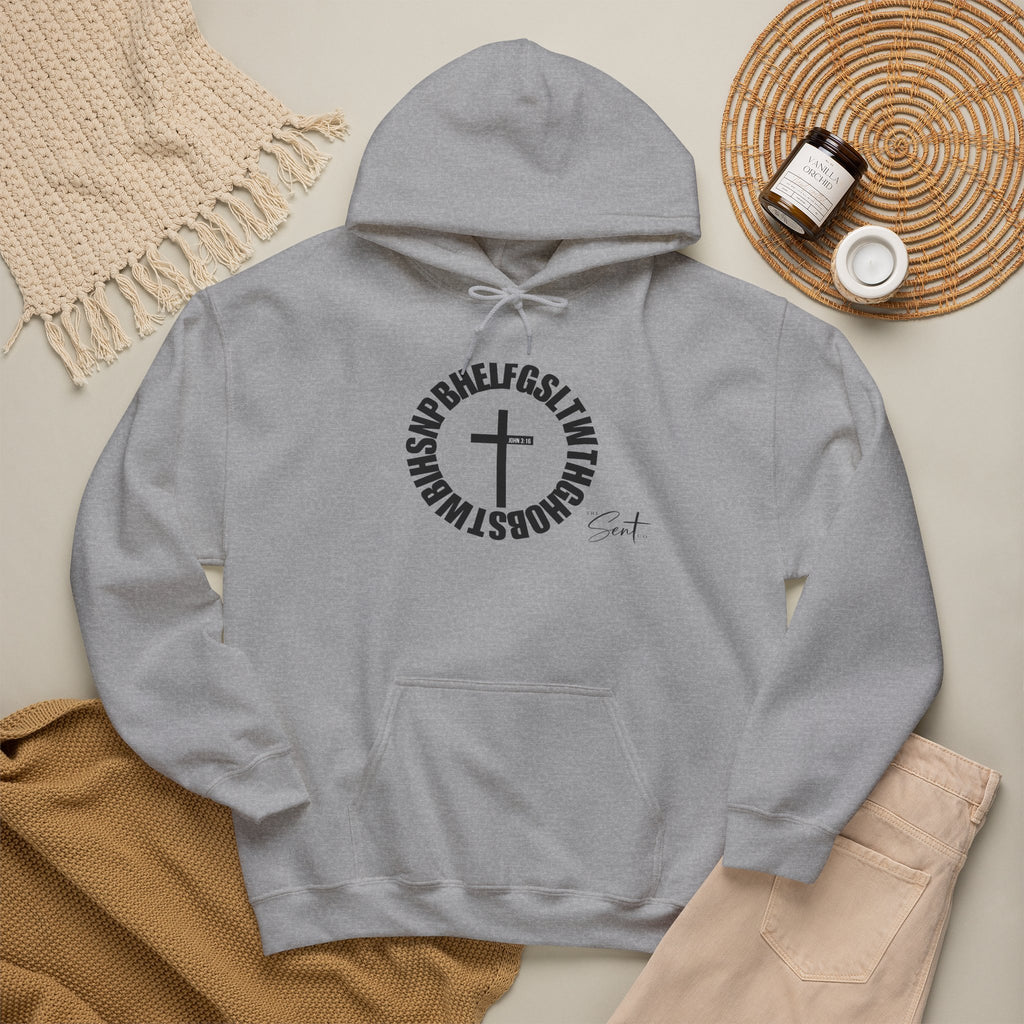 John 3:16 Cross Circle Hoodie — Faith Script Religious Pullover