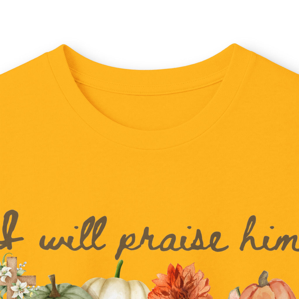 Praise Him in Every Season Long Sleeve Tee — Fall Pumpkin Floral Faith Shirt