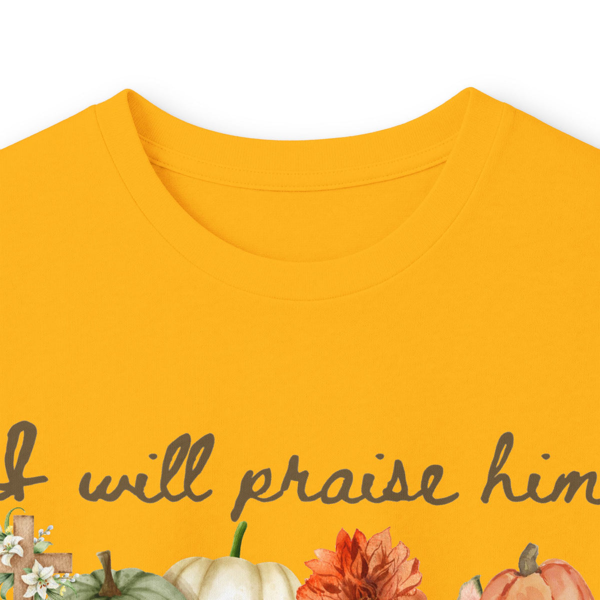 Praise Him in Every Season Long Sleeve Tee — Fall Pumpkin Floral Faith Shirt