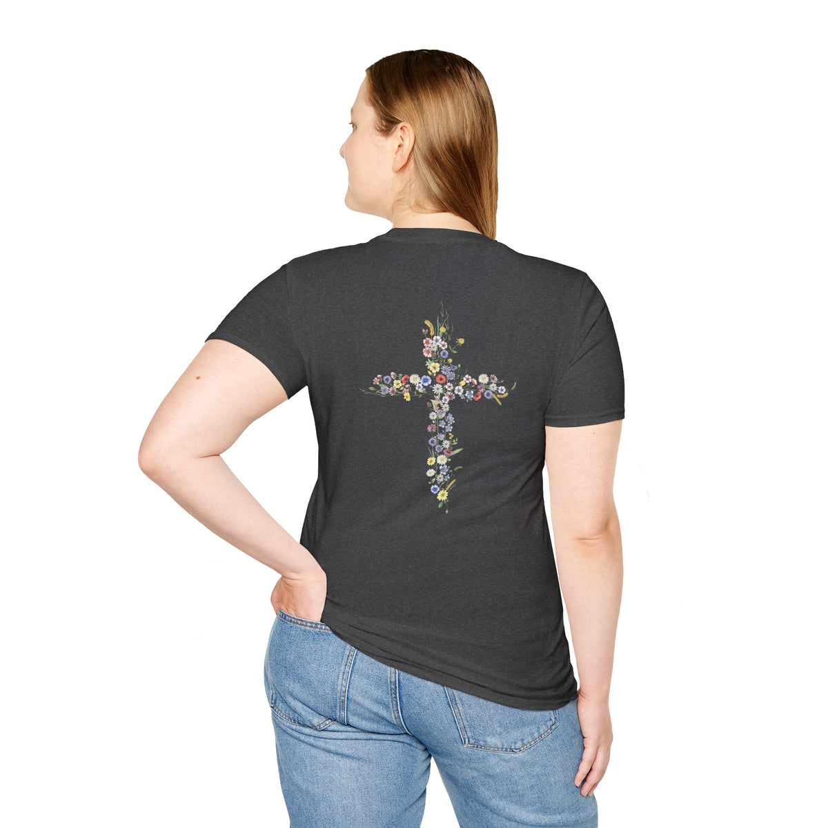 Jesus Is The Light Floral Cross Christian T-Shirt