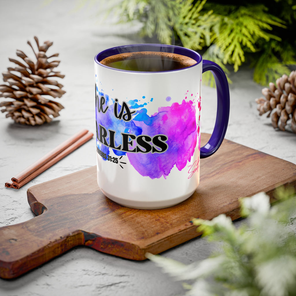 She Is Fearless Proverbs 31:25 Inspirational Christian Mug