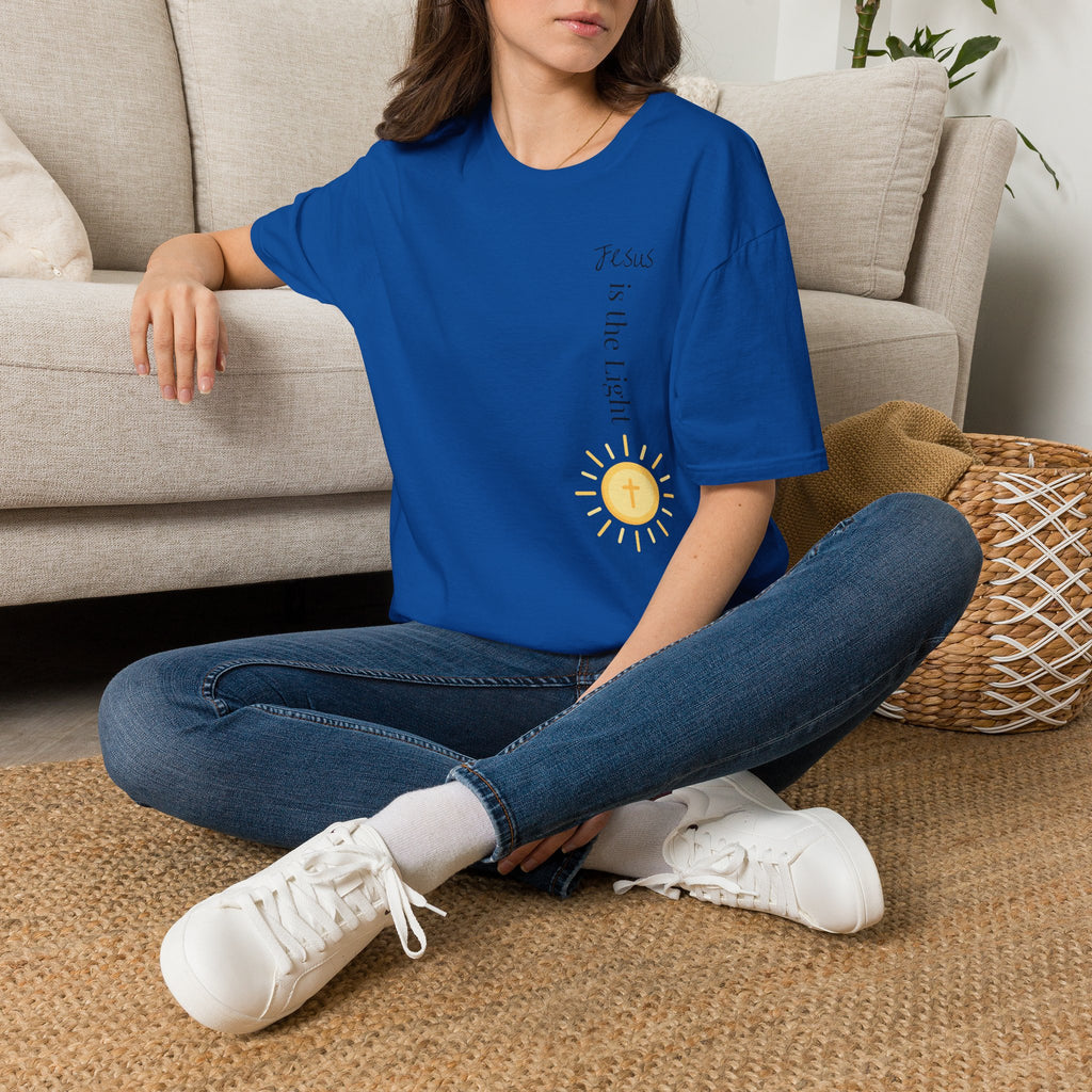 Jesus Is The Light Floral Cross Christian T-Shirt
