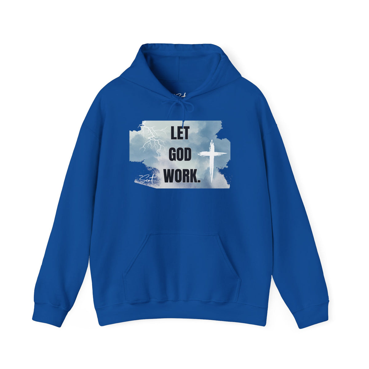Let God Work. Hoodie — Faith Script Religious Pullover