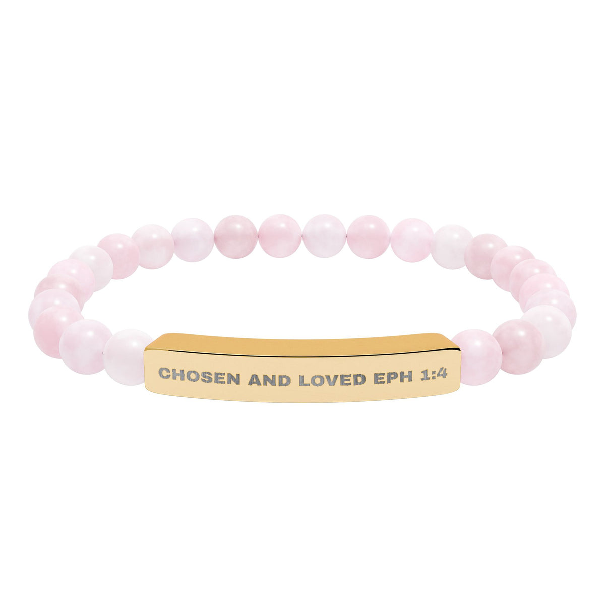 Chosen And LovedEngravable Natural Stone Stretch Bar Bracelet - Personalized Scripture/Message