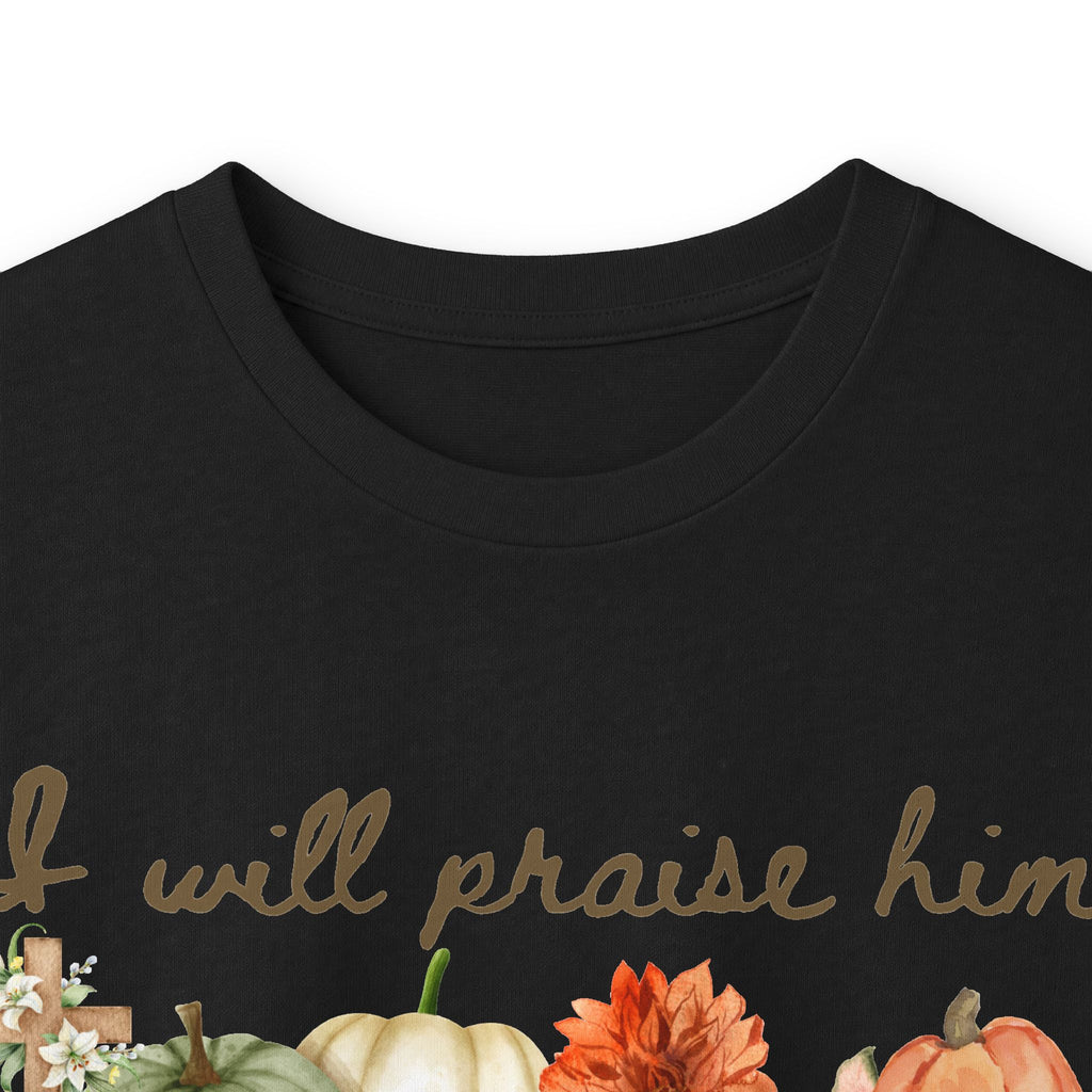 Praise Him in Every Season Long Sleeve Tee — Fall Pumpkin Floral Faith Shirt