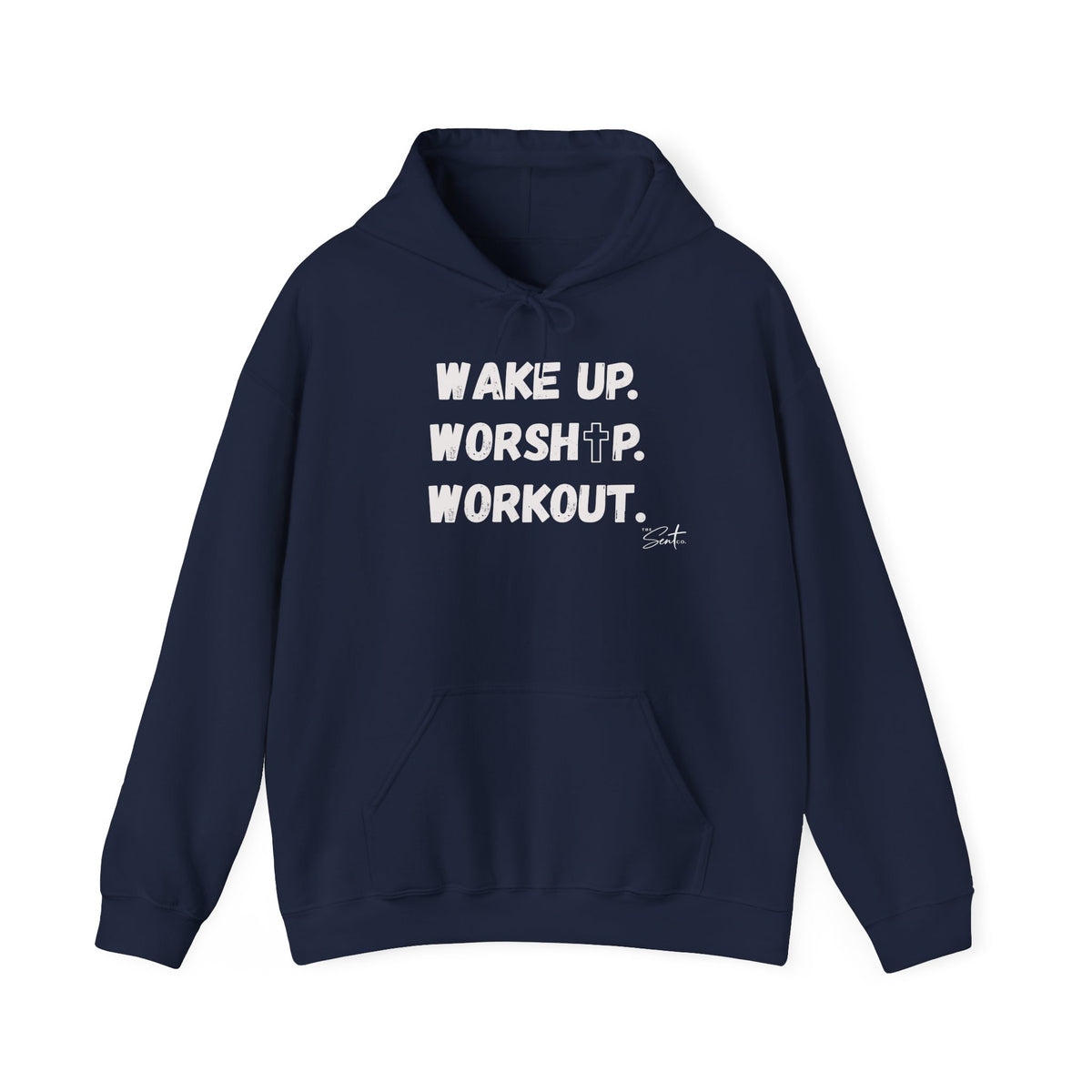 Wake Up. Worship. Workout. Hoodie — Faith & Fitness Motivational Pullover