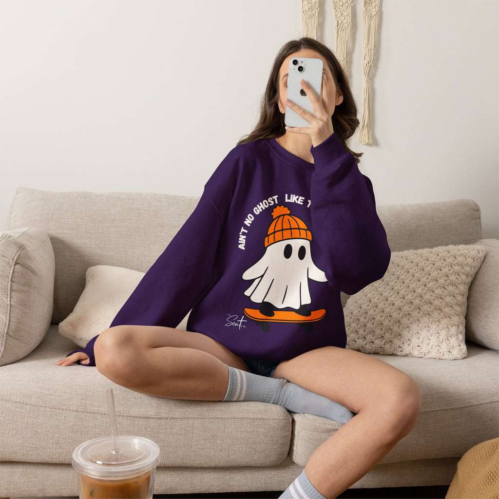 Ghost Skateboarder Sweatshirt — "Ain't No Ghost Like The Holy Ghost" Cozy Crewneck