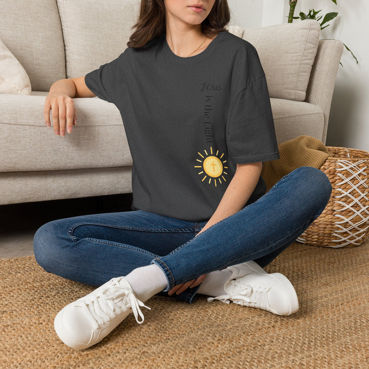 Jesus Is The Light Floral Cross Christian T-Shirt