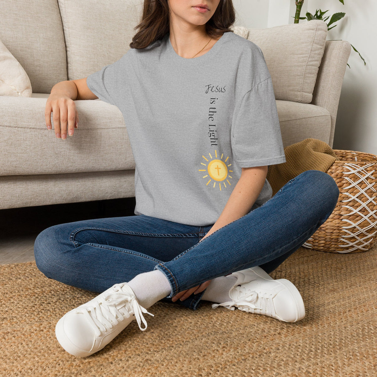 Jesus Is The Light Floral Cross Christian T-Shirt