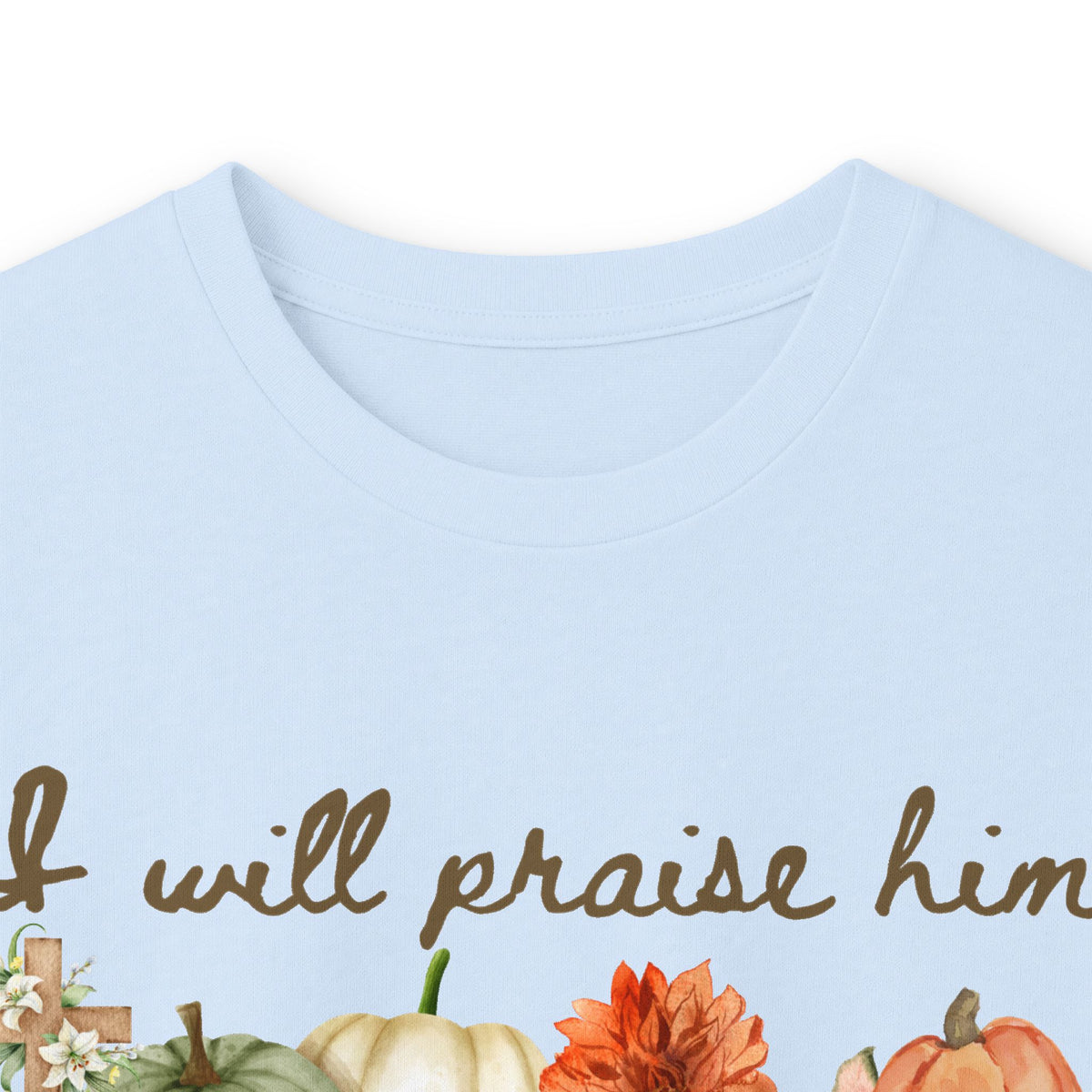 Praise Him in Every Season Long Sleeve Tee — Fall Pumpkin Floral Faith Shirt