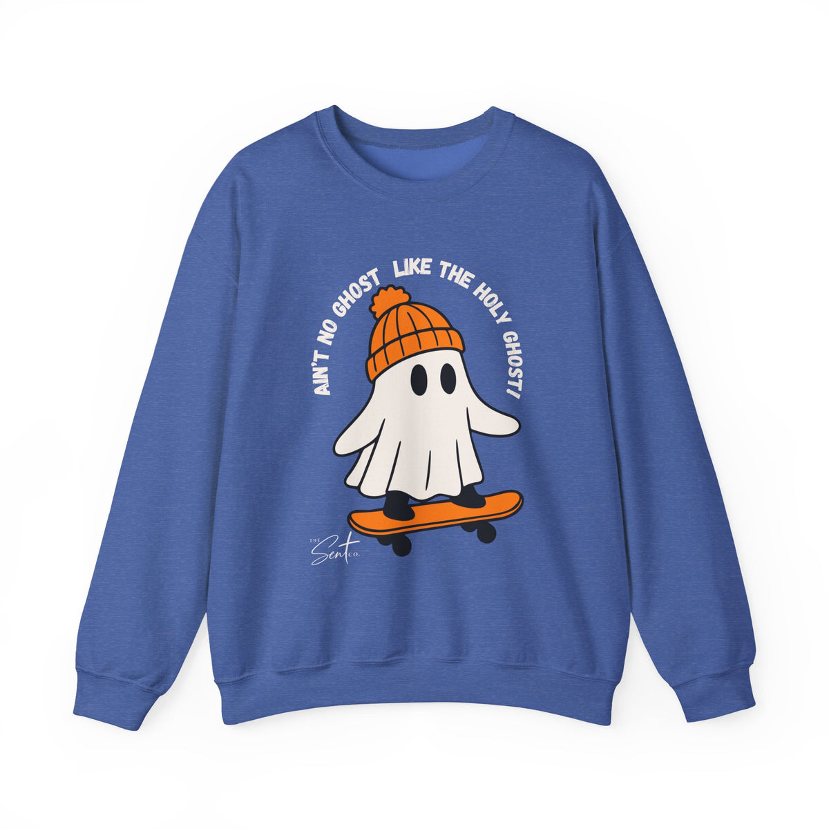 Ghost Skateboarder Sweatshirt — "Ain't No Ghost Like The Holy Ghost" Cozy Crewneck