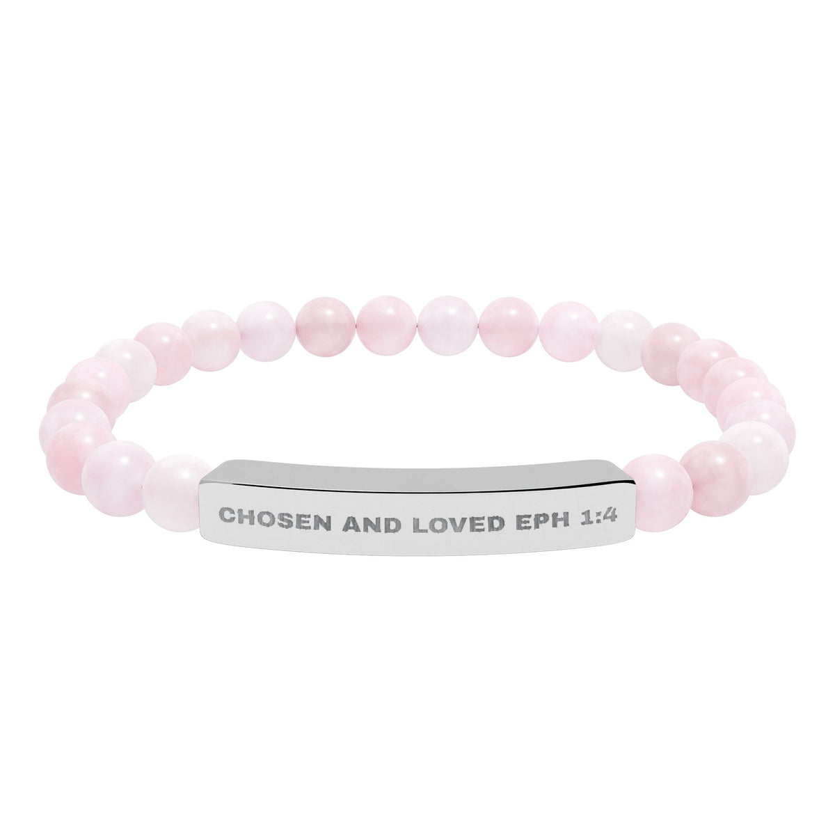 Chosen And LovedEngravable Natural Stone Stretch Bar Bracelet - Personalized Scripture/Message