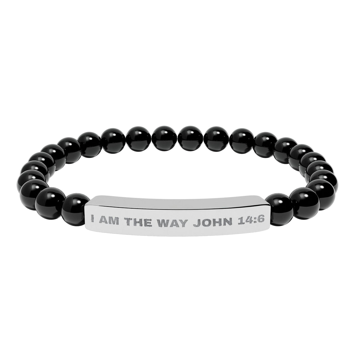 I AM THE WAY-Engravable Natural Stone Stretch Bar Bracelet - Personalized Scripture/Message