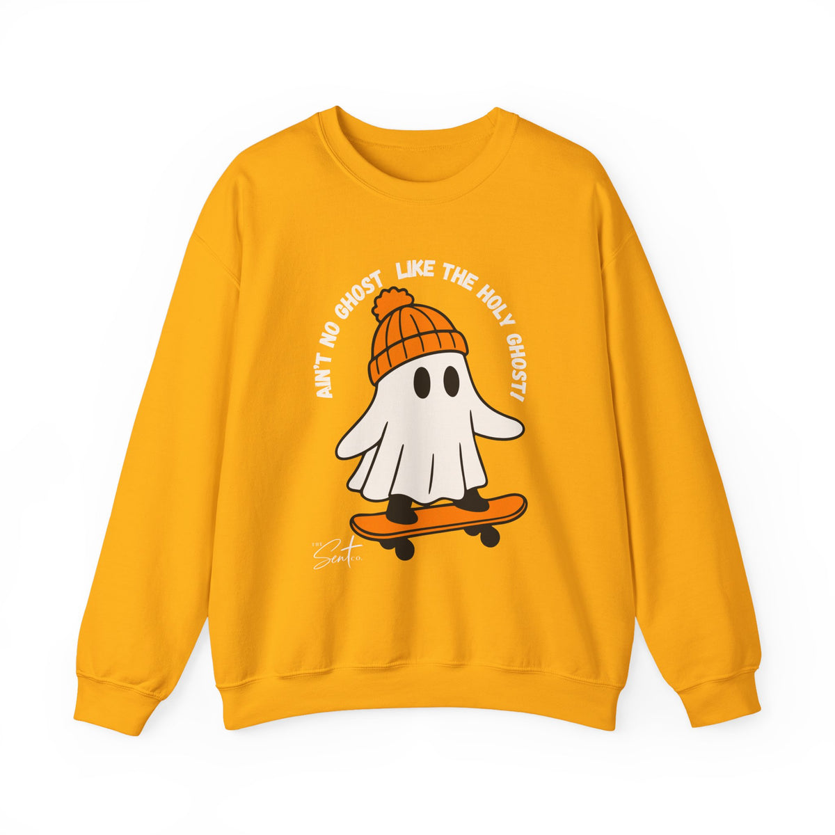 Ghost Skateboarder Sweatshirt — "Ain't No Ghost Like The Holy Ghost" Cozy Crewneck
