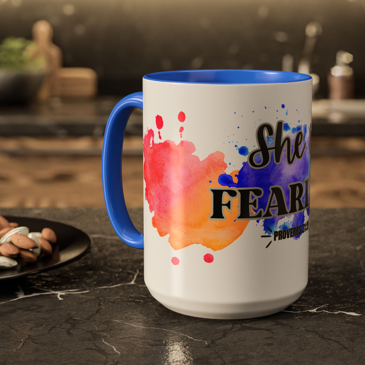 She Is Fearless Proverbs 31:25 Inspirational Christian Mug