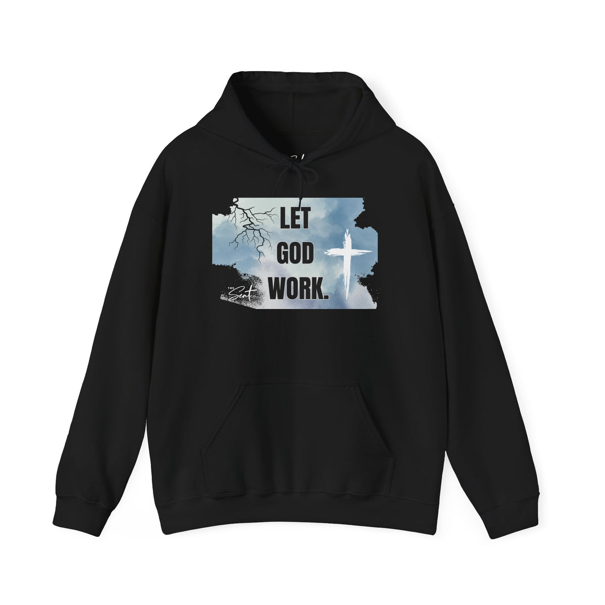 Let God Work. Hoodie — Faith Script Religious Pullover