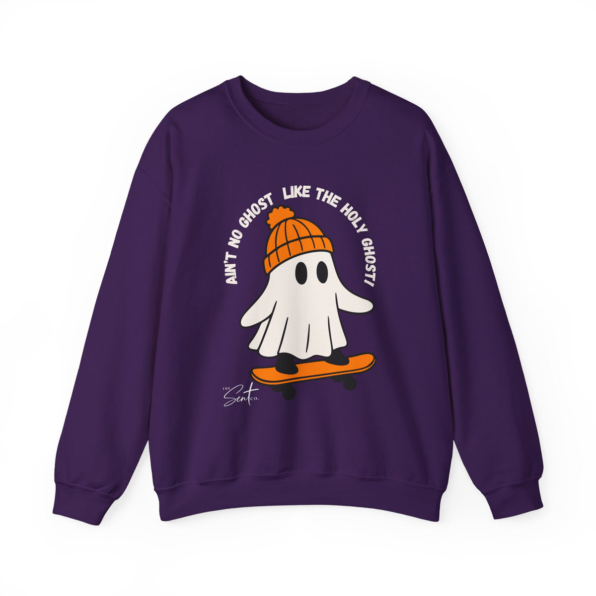 Ghost Skateboarder Sweatshirt — "Ain't No Ghost Like The Holy Ghost" Cozy Crewneck