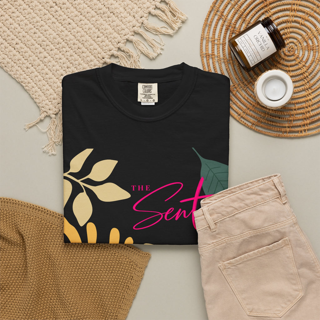 Floral Script Tee -"Here I am. Send me." Isaiah 6:8 (Back Print) The  Sent Co. (Front Print)