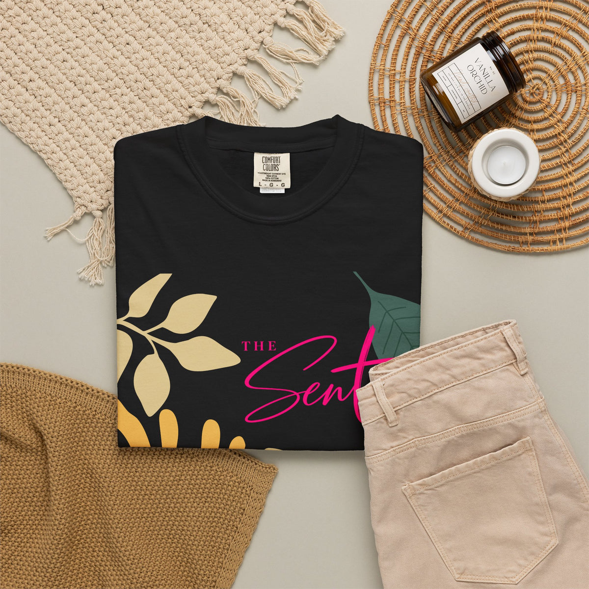 Floral Script Tee -"Here I am. Send me." Isaiah 6:8 (Back Print) The  Sent Co. (Front Print)