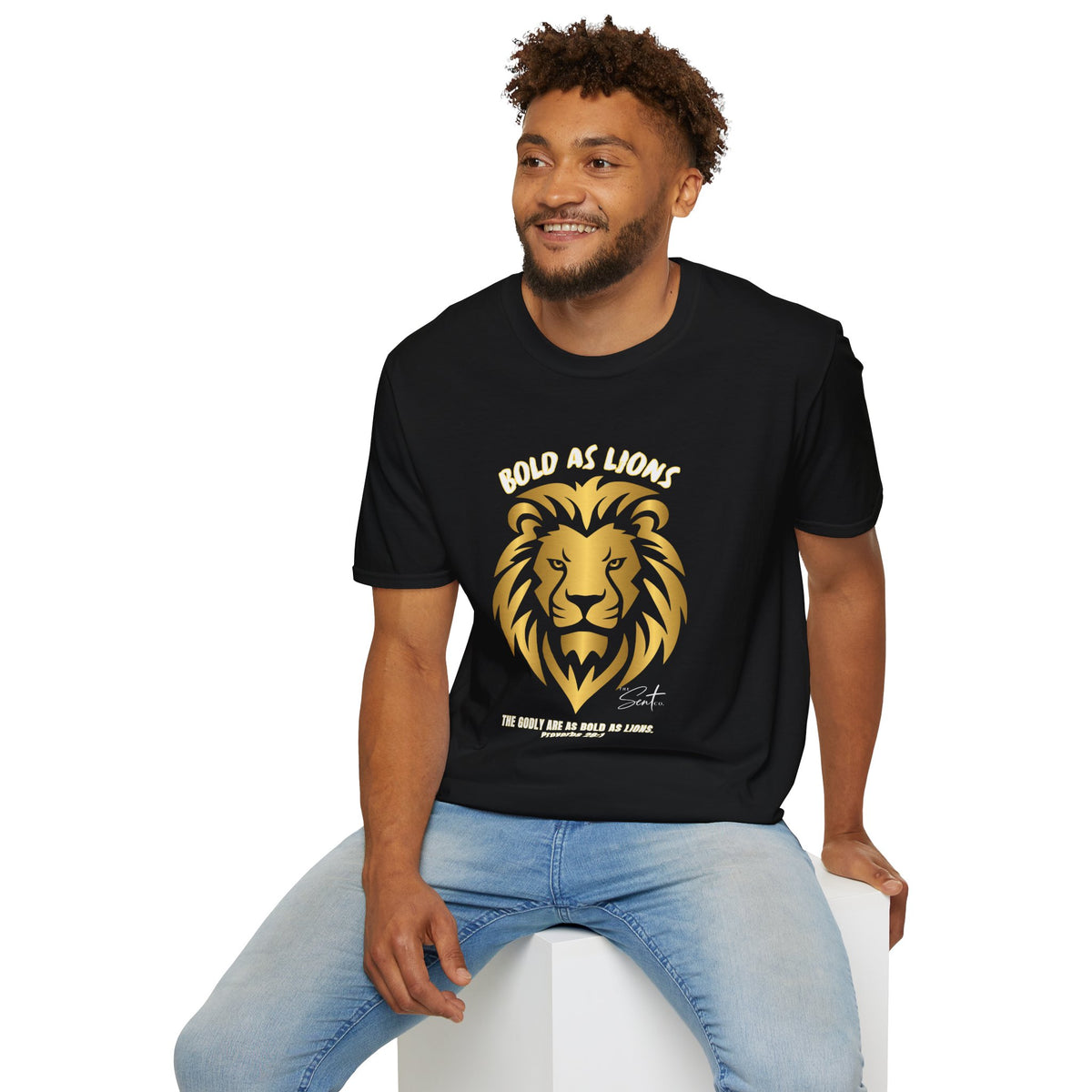 Jesus Cross T-Shirt — "Jesus" Scripture Design (Matthew 28:19, Psalms 23:3)