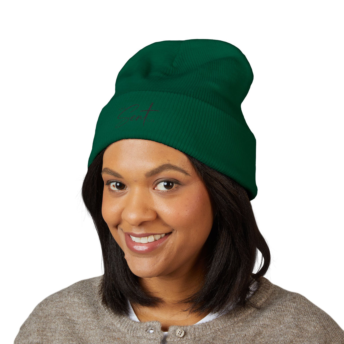 The Sent Co. Embroidered Beanie — Classic Cuffed Knit Hat