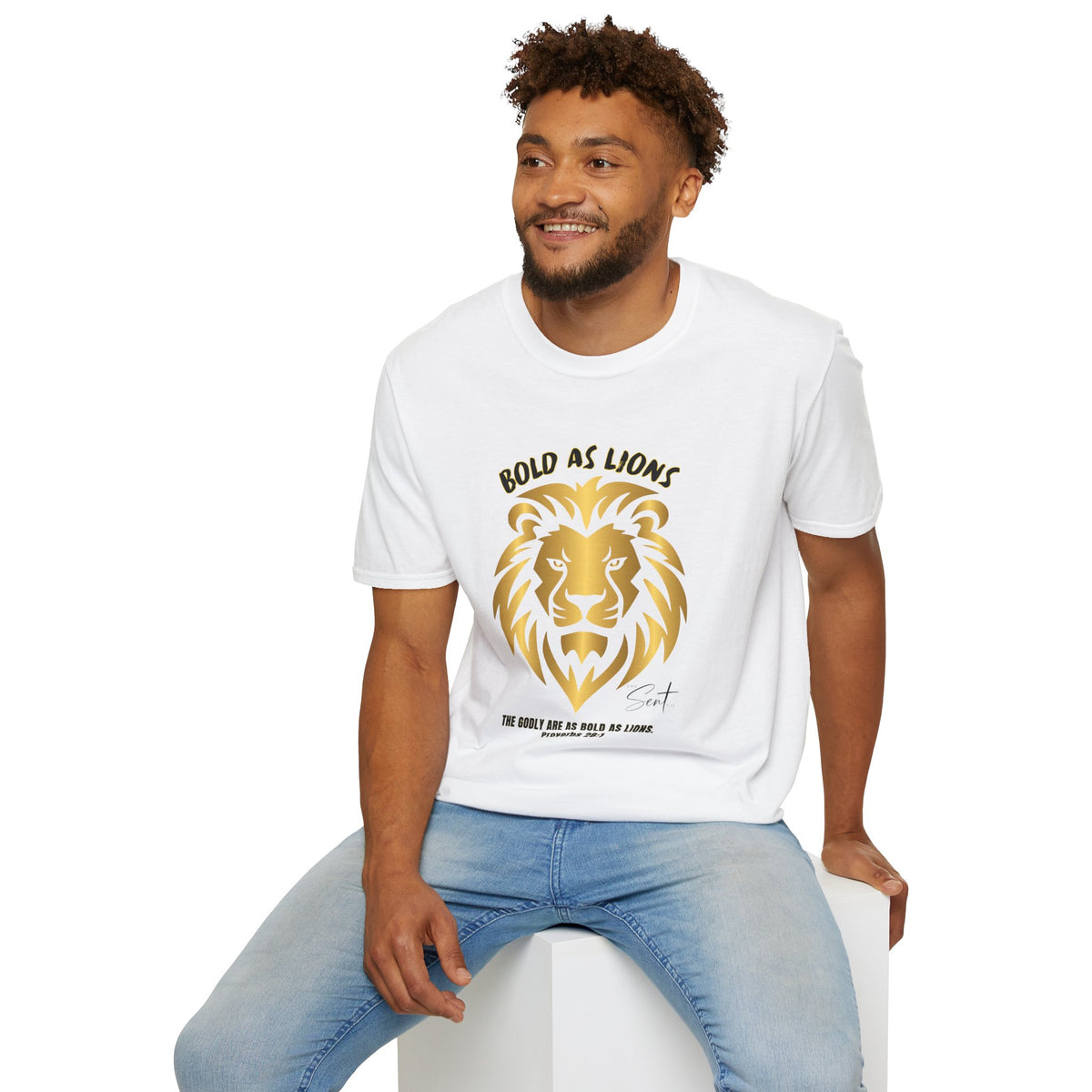Jesus Cross T-Shirt — "Jesus" Scripture Design (Matthew 28:19, Psalms 23:3)