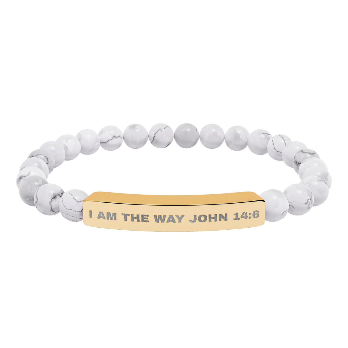 I AM THE WAY-Engravable Natural Stone Stretch Bar Bracelet - Personalized Scripture/Message