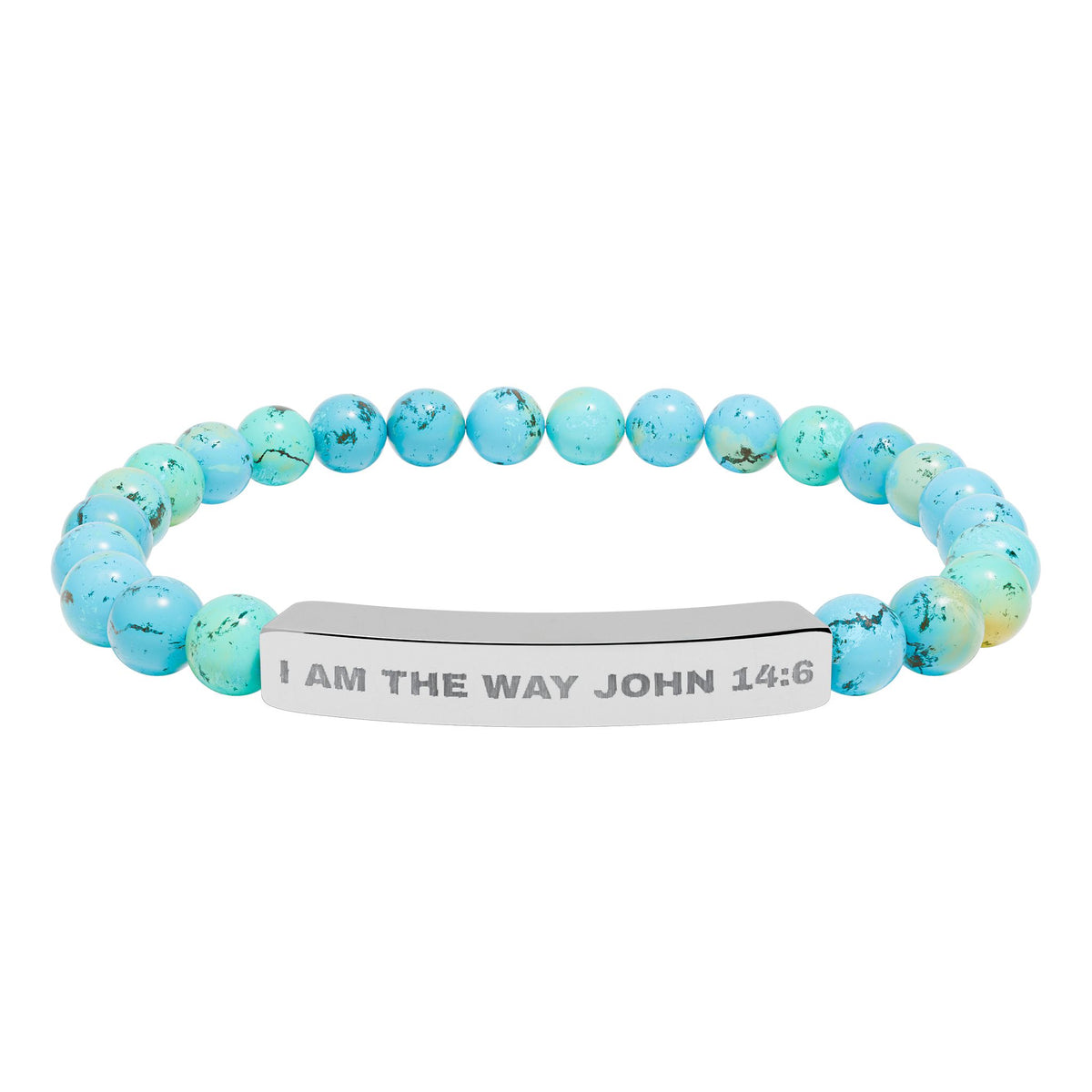 I AM THE WAY-Engravable Natural Stone Stretch Bar Bracelet - Personalized Scripture/Message