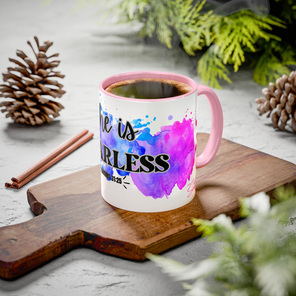She Is Fearless Proverbs 31:25 Inspirational Christian Mug