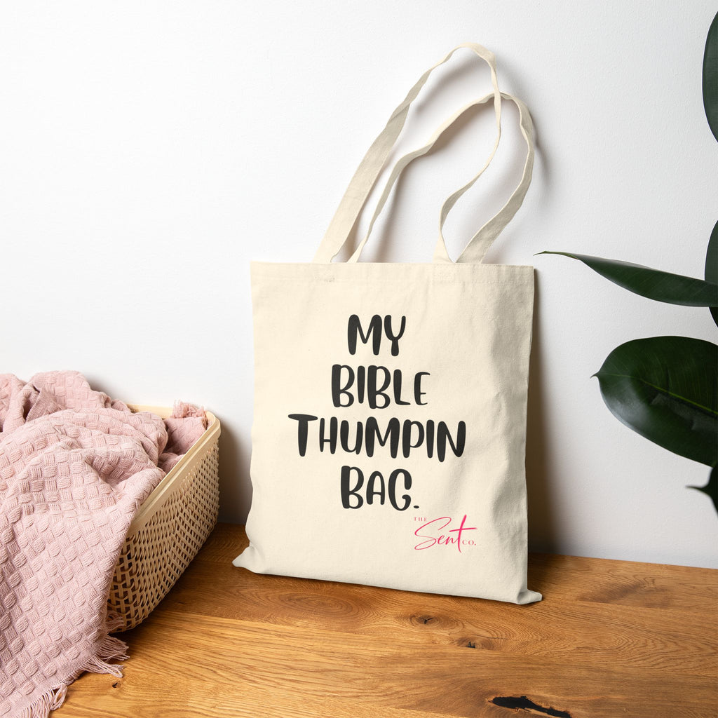Bible Thumpin' Tote Bag — 'My Bible Thumpin Bag' Cotton Canvas Shopper