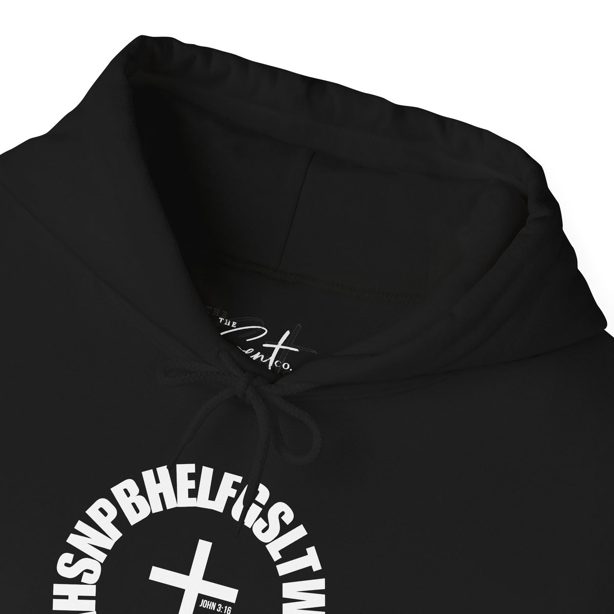 John 3:16 Cross Circle Hoodie — Faith Script Religious Pullover