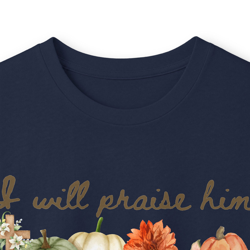 Praise Him in Every Season Long Sleeve Tee — Fall Pumpkin Floral Faith Shirt
