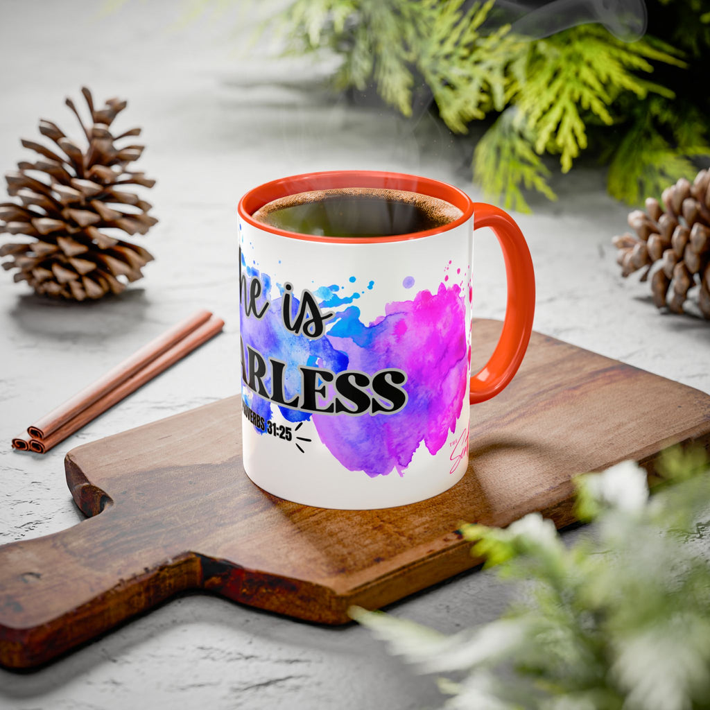 She Is Fearless Proverbs 31:25 Inspirational Christian Mug