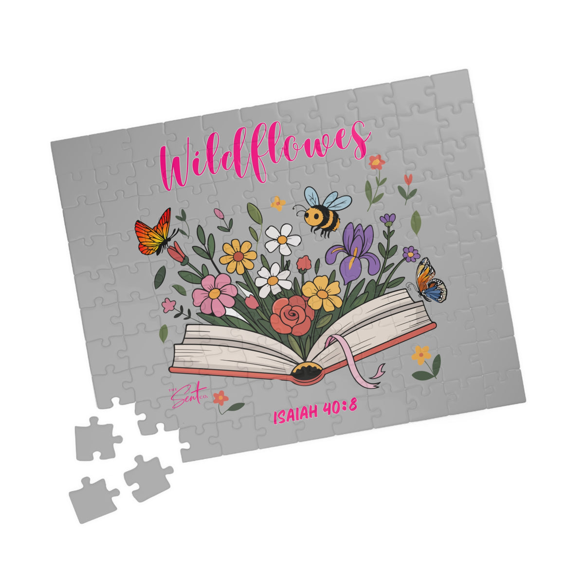 Wildflowers and Open Bible Christian Jigsaw Puzzle