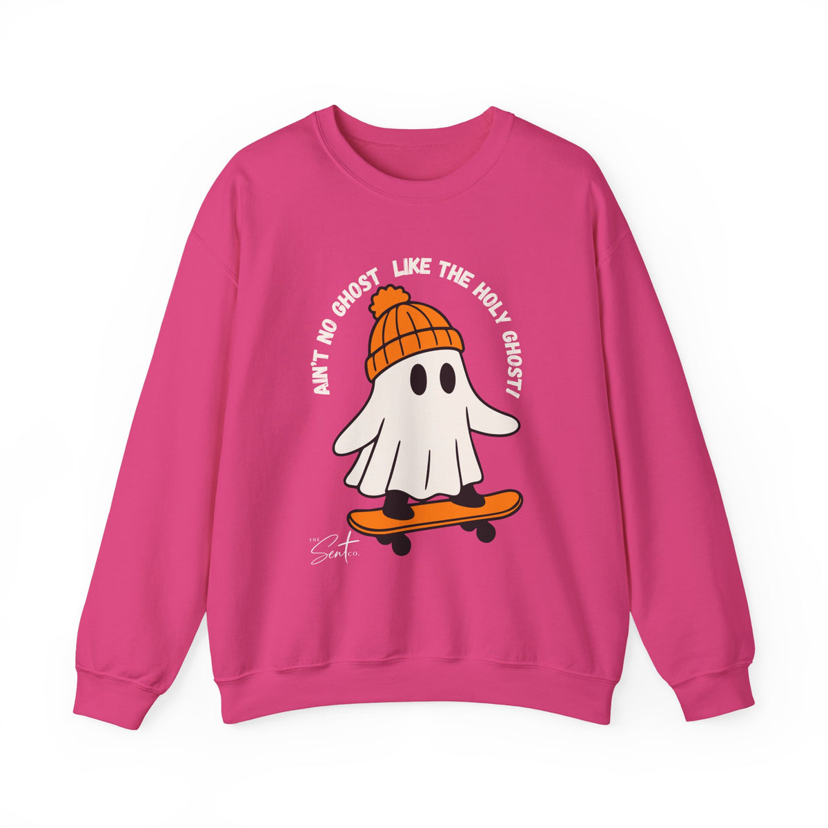 Ghost Skateboarder Sweatshirt — "Ain't No Ghost Like The Holy Ghost" Cozy Crewneck