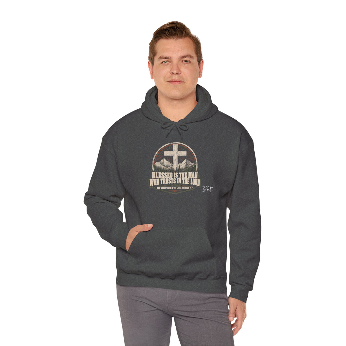 Blessed Is The Man Hoodie – Christian Cross Faith Sweatshirt