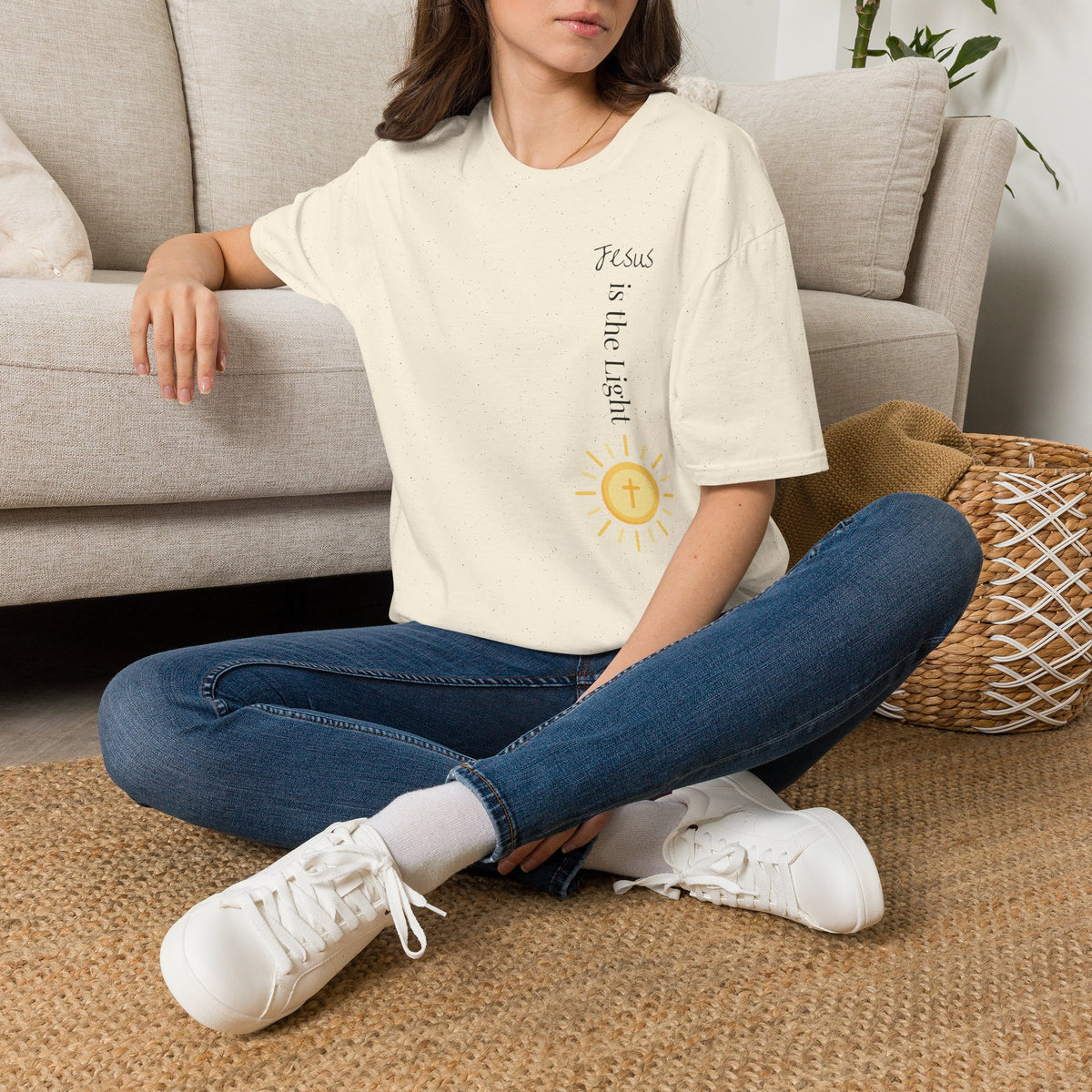 Jesus Is The Light Floral Cross Christian T-Shirt