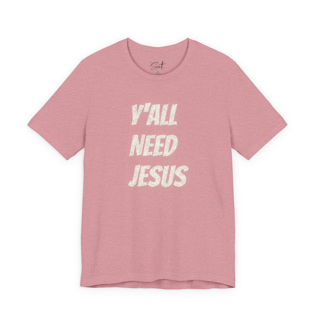 Y'all Need Jesus Graphic Tee — Floral Script Christian Shirt