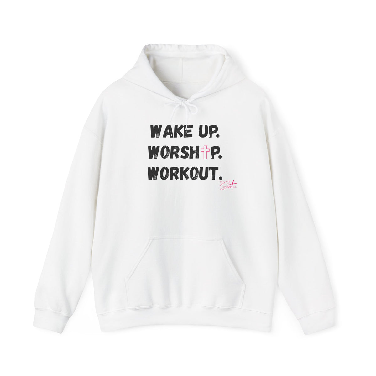 Wake Up. Worship. Workout. Hoodie — Faith & Fitness Motivational Pullover