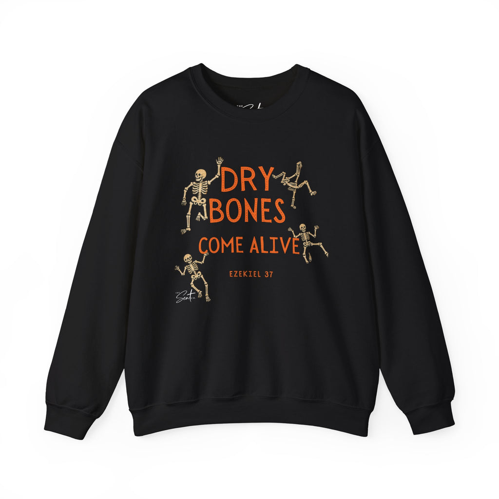 Crewneck Sweatshirt — "Dry Bones Come Alive" Ezekiel 37 Skeleton Graphic