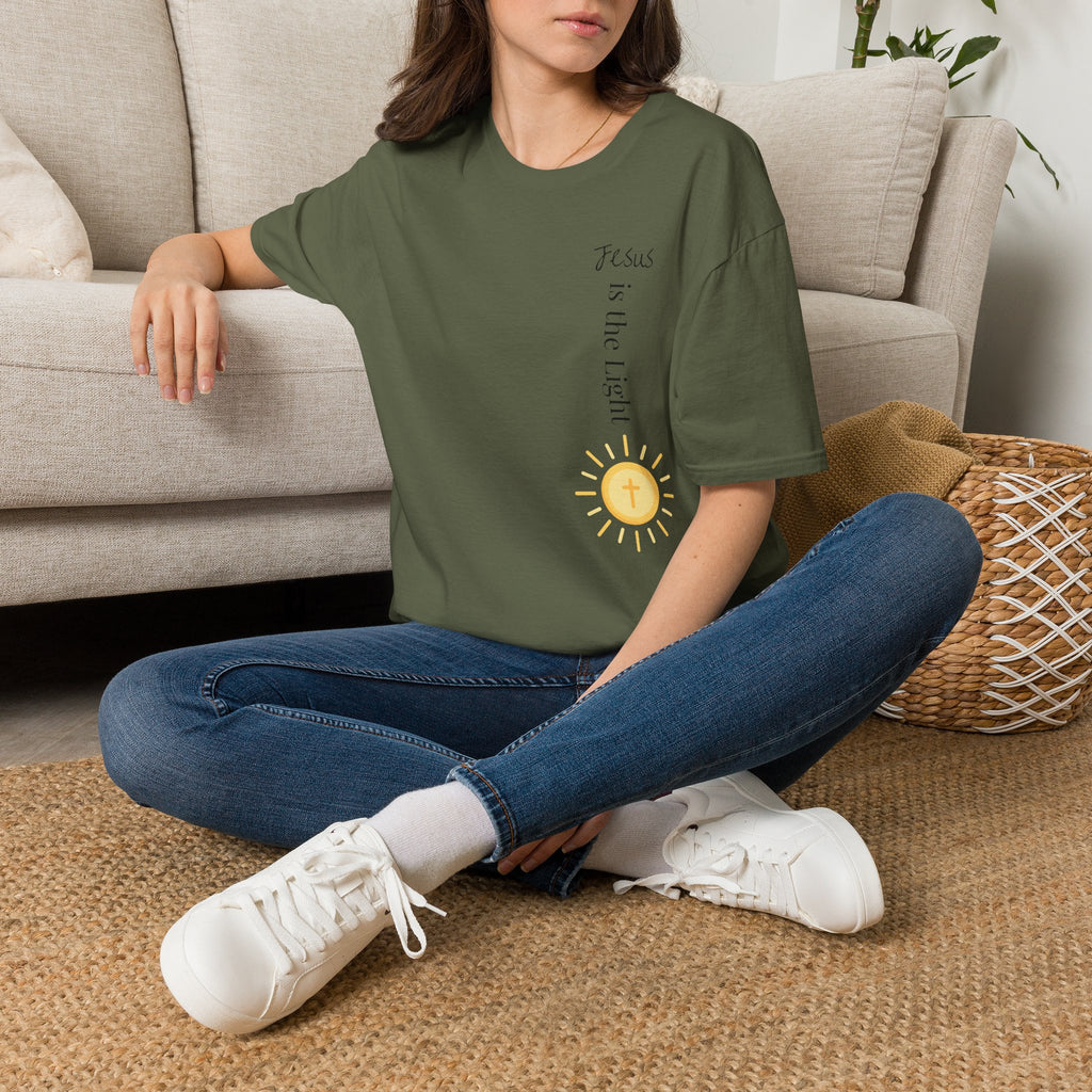 Jesus Is The Light Floral Cross Christian T-Shirt