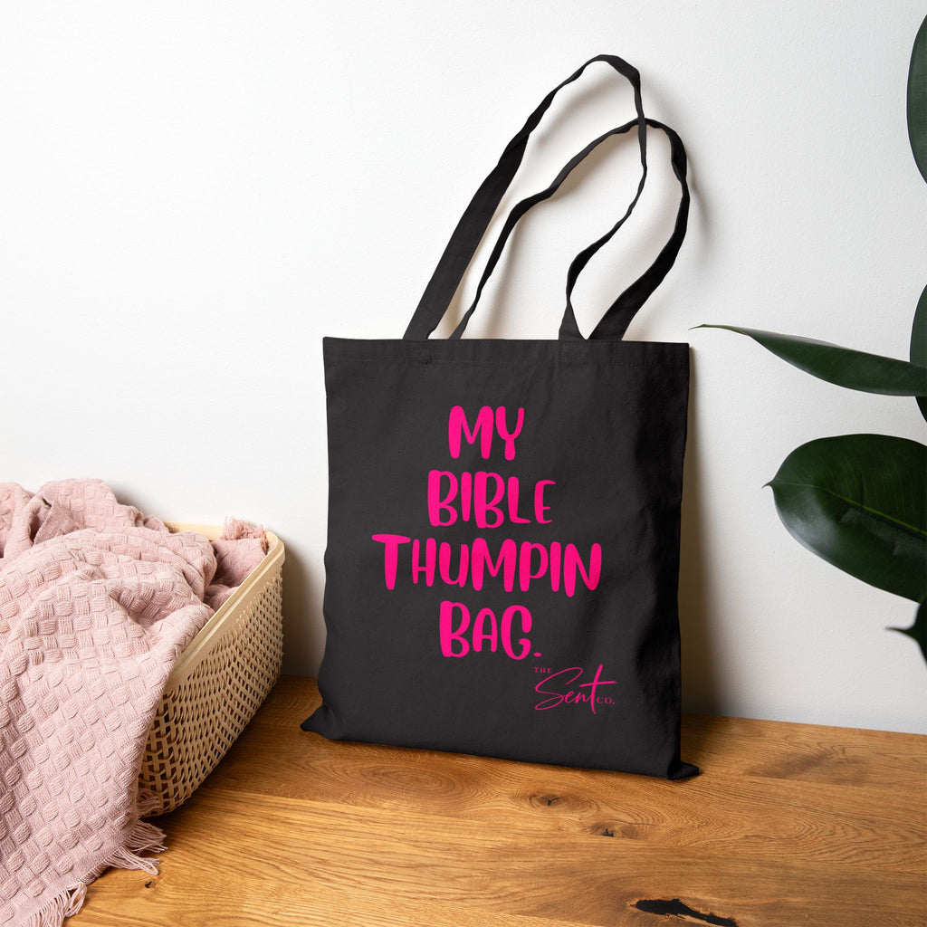 Bible Thumpin' Tote Bag — 'My Bible Thumpin Bag' Cotton Canvas Shopper